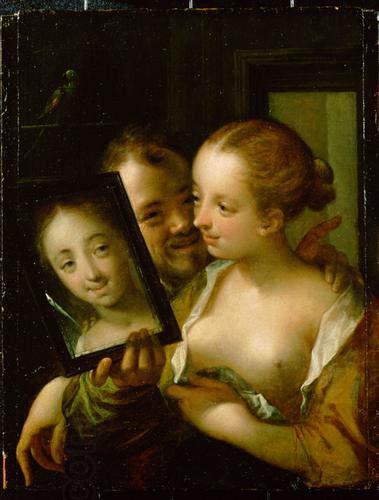 Hans von Aachen Scherzendes Paar mit einem Spiegel China oil painting art
